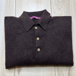 Hermine De Pashmina 100% Cashmere Sweater Men's Size XL Brown Buttons